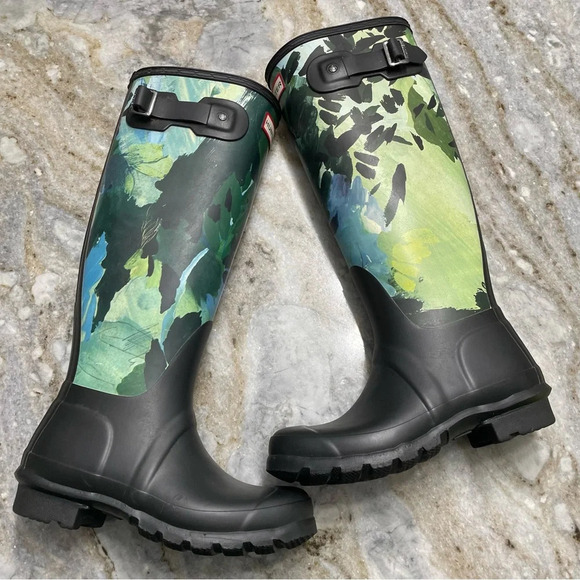 Hunter Original Limited Edition Tall Botanical Print Wellington Boot Size - Picture 13 of 14